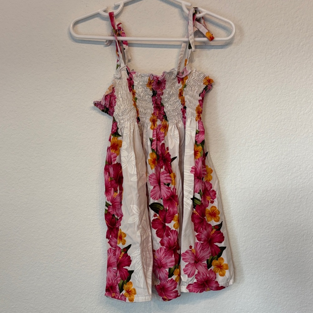 Tropical Hawaiian Floral Bloom Kids Dress - Pink Orange Yellow Flowers smock top